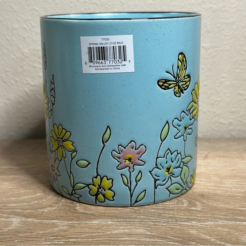 Spectrum Designz Coffee Mug Spring Valley Flowers 21 Oz Turquoise Blue - Picture 3 of 7